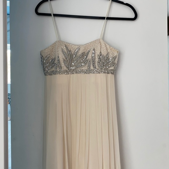 cache white beaded dress Black & white Kaleidoscope beaded strapless evening dress UK 12 & 14 a –  Scum Vintage main image 0